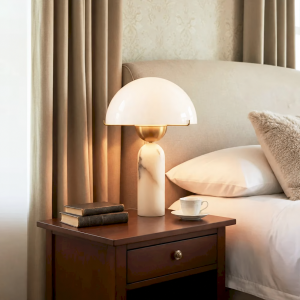 Alabaster & Glass Dome Table Lamp, model HPL-000001