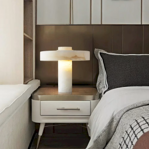 Alabaster Disc Table Lamp, model HPL-000002