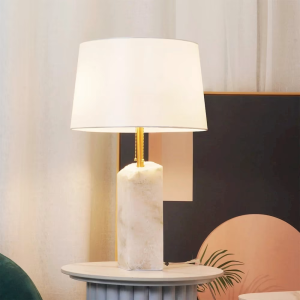 Alabaster & Fabric Table Lamp, model HPL-000003