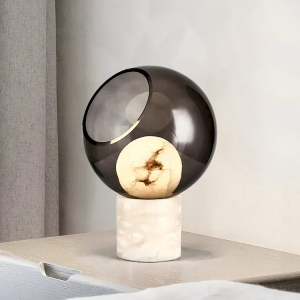 Alabaster & Glass Globe Table Lamp, model HPL-000010