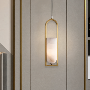 Alabaster & Brass Pendant Light, model HPL-000017