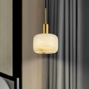 Alabaster & Brass Pendant Light, model HPL-000019