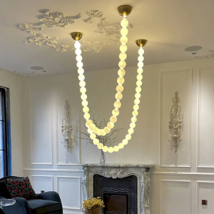 Alabaster & Brass Pendant Light, model HPL-000042