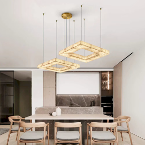 Alabaster & Brass Chandelier, model HPL-000049