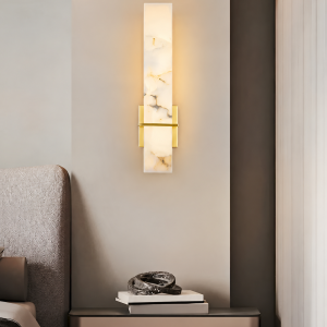 Alabaster & Brass Bar Wall Sconce, model HPL-000051