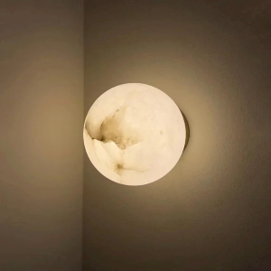 Alabaster Round Wall Sconce, model HPL-000056