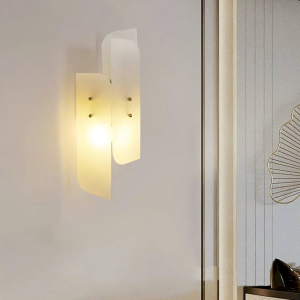 Alabaster & Brass Wall Sconce, model HPL-000062