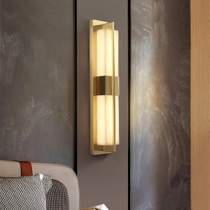 Alabaster & Brass Wall Sconce, model HPL-000063