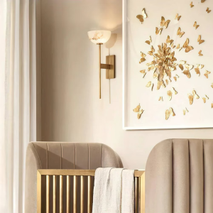 Alabaster Bowl Wall Sconce, model HPL-000066