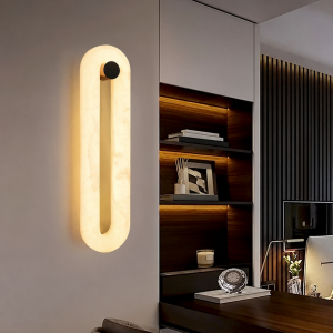Alabaster & Brass Wall Sconce, model HPL-000069