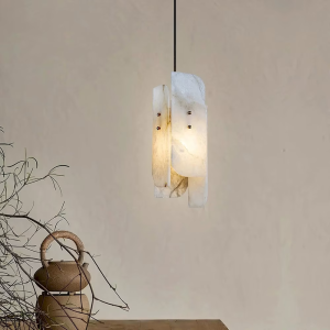Alabaster & Brass Pendant Light, model HPL-000092