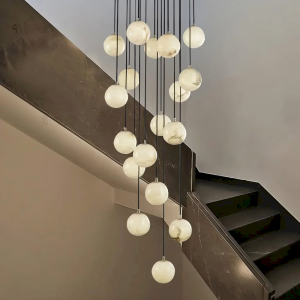 Alabaster Sphere Cascade Chandelier, model HPL-000102