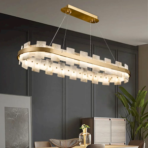 Alabaster & Brass Chandelier, model HPL-000109