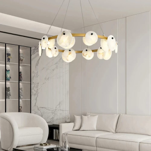 Alabaster Ring Disc Chandelier, model HPL-000126
