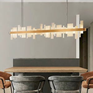 Alabaster Round Linear Chandelier, model HPL-000129