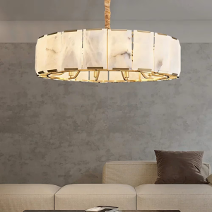 Alabaster Round Linear Chandelier, model HPL-000131