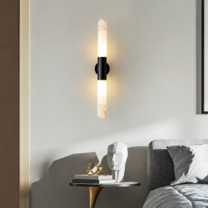 Alabaster & Copper Wall Sconce, model HPL-000136
