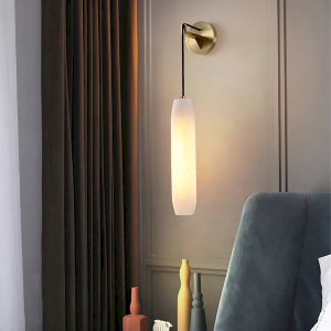Alabaster & Brass Wall Sconce, model HPL-000137