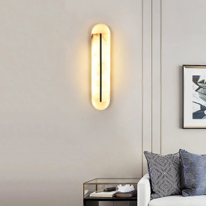 Alabaster & Brass Wall Sconce, model HPL-000139