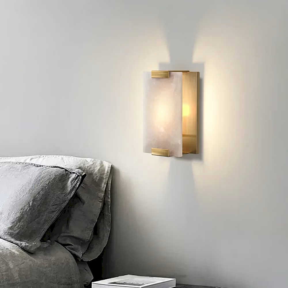 Alabaster Rectangular Wall Sconce, model HPL-000144