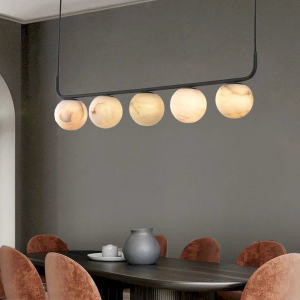 Alabaster Globe Linear Pendant Light, model HPL-000147