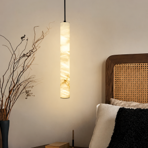 Alabaster Cylinder Pendant Light, model HPL-000148
