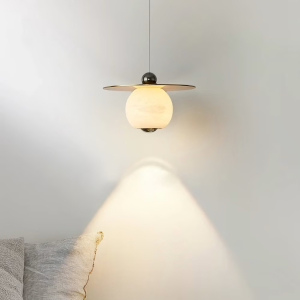 Alabaster & Copper Globe Pendant Light, model HPL-000150