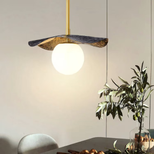 Alabaster & Brass Globe Pendant Light, model HPL-000155