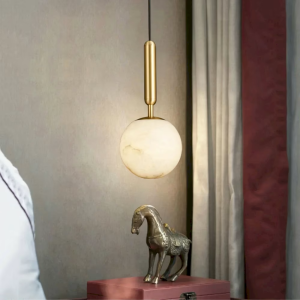 Alabaster Globe Pendant Light, model HPL-000157