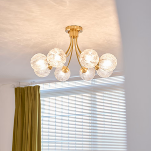 Brass & Glass Sputnik Chandelier, model HPL-000265