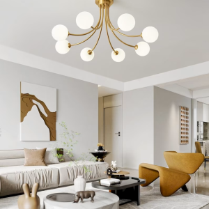 Glass & Brass Chandelier, model HPL-000278