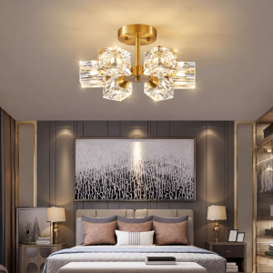 Crystal Faceted Cube Ceiling Light, model HPL-000281