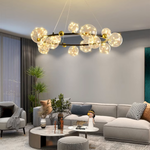 Glass Globe Linear Chandelier, model HPL-000282