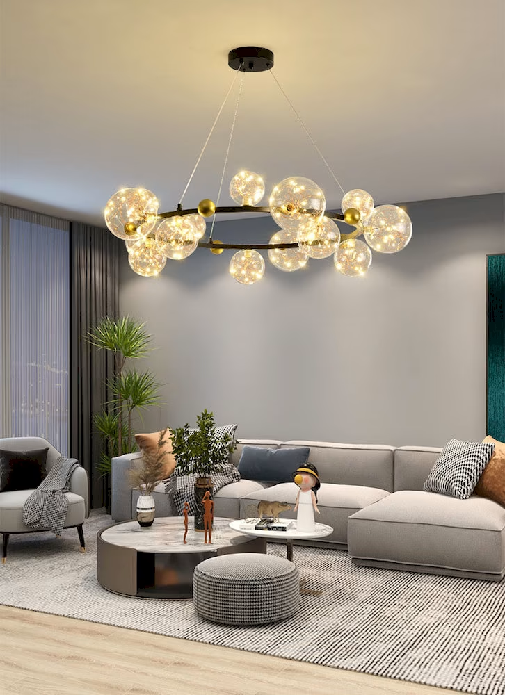 Glass Globe Linear Chandelier, model HPL-000282