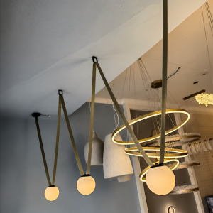 Leather & Glass Globe Pendant Light, model HPL-000347