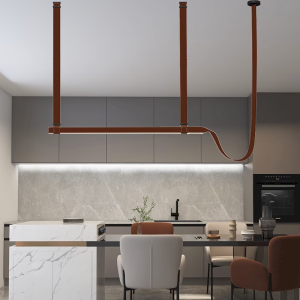 Faux Leather & Acrylic Linear Pendant Light, model HPL-000351