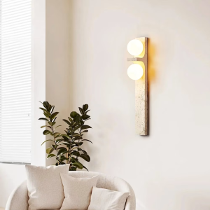 Travertine & Glass Wall Sconce, model HPL-000413