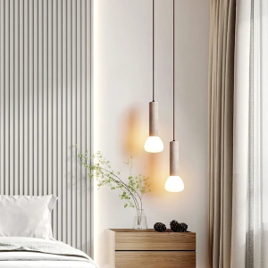 Travertine & Glass Pendant Light, model HPL-000428