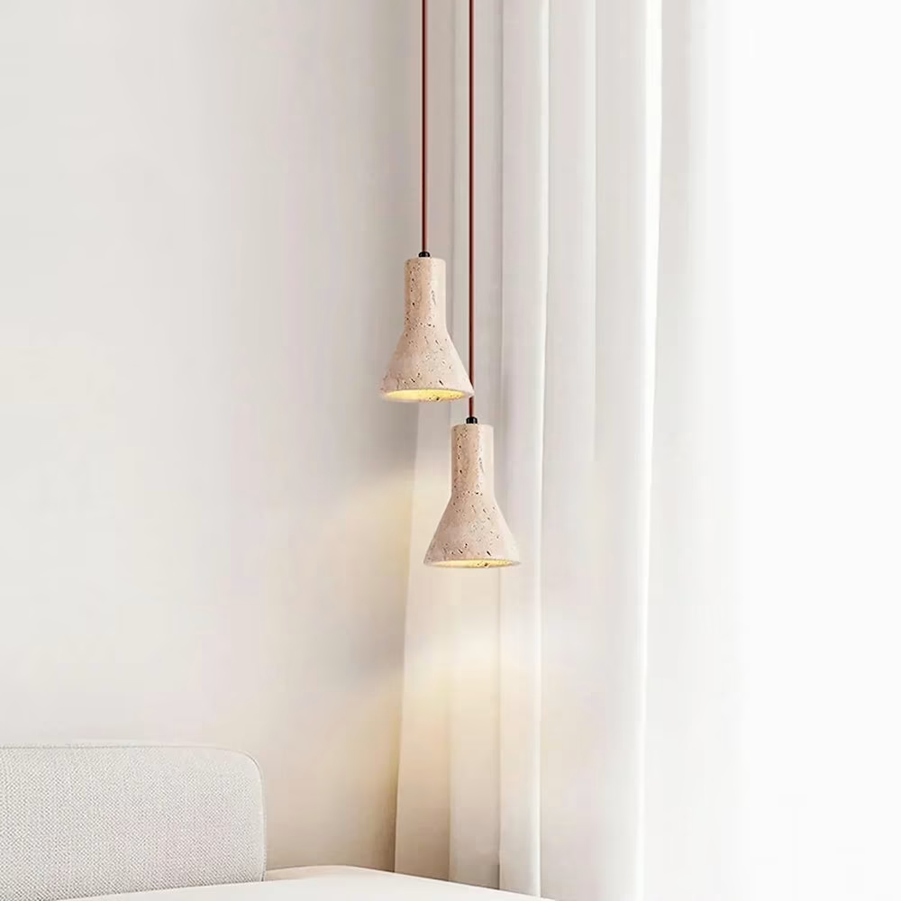 Travertine Cone Pendant Light, model HPL-000429