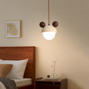 Travertine & Wood Dome Globe Pendant Light, model HPL-000430