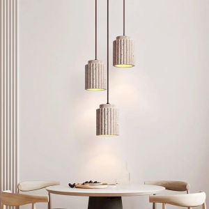 Travertine Cylinder Pendant Light, model HPL-000433
