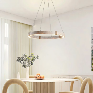 Travertine & Rope Ring Chandelier, model HPL-000453