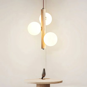 Travertine & Glass Pendant Light, model HPL-000464