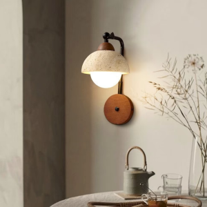 Travertine & Glass Wall Sconce, model HPL-000476