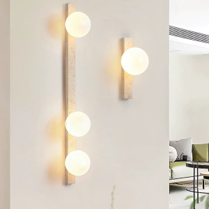 Travertine & Glass Bar Wall Sconce, model HPL-000482