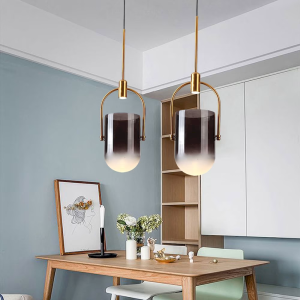 Glass & Brass Pendant Light, model HPL-000507