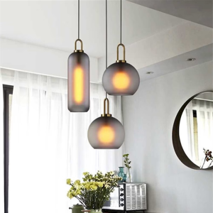 Glass & Brass Globe Pendant Light, model HPL-000510