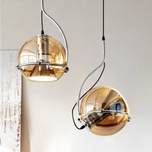 Glass & Brass Globe Pendant Light, model HPL-000513