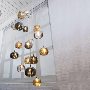 Glass & Brass Pendant Light, model HPL-000517