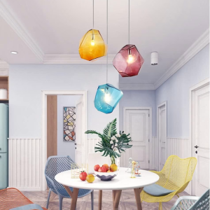 Glass Faceted Cube Pendant Light, model HPL-000520